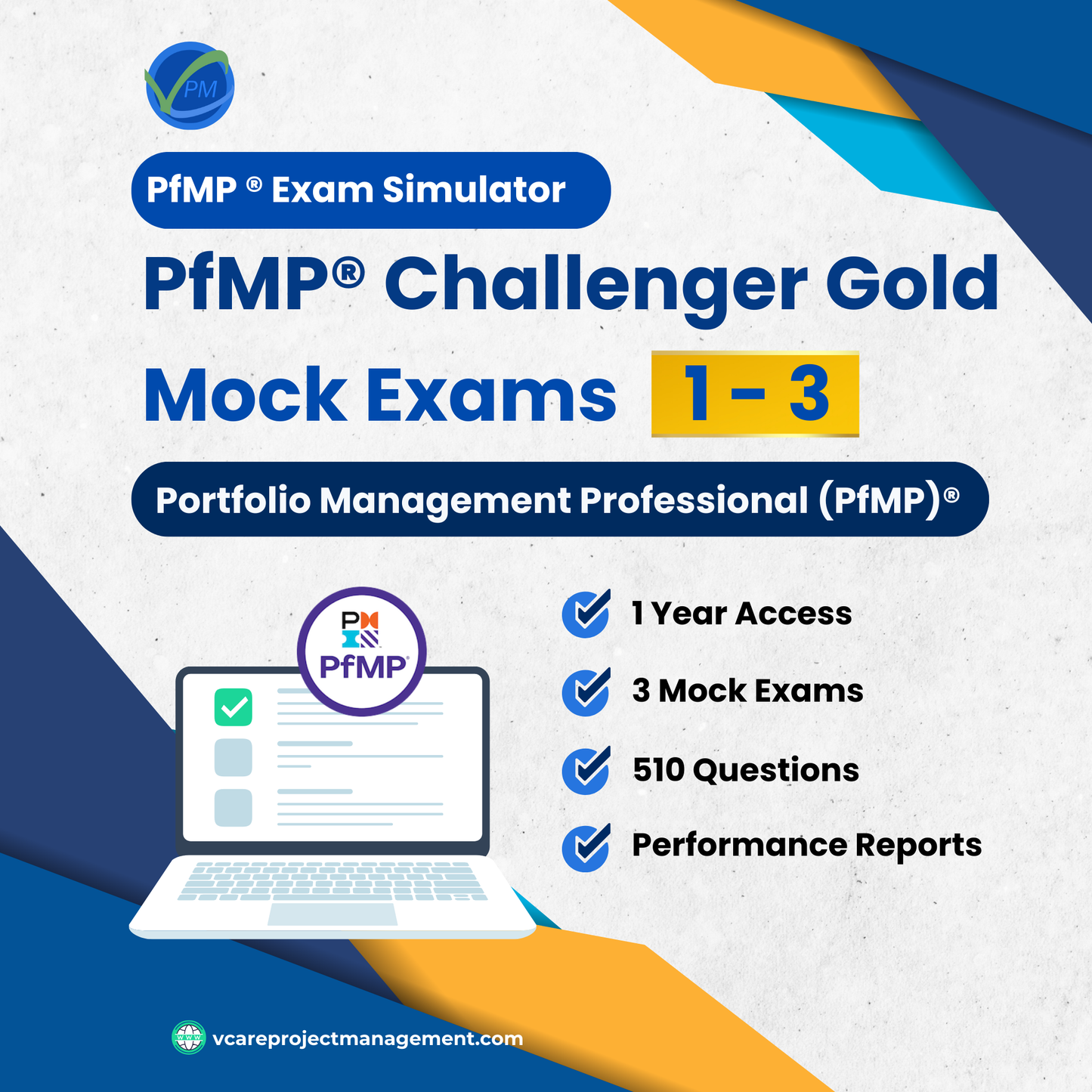 PfMP Challenger Gold (Mock Exams 1 to 3) - 1 Year Access (based on SPfM3)